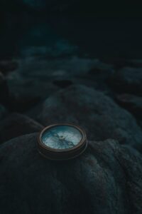 Compass on the rocks